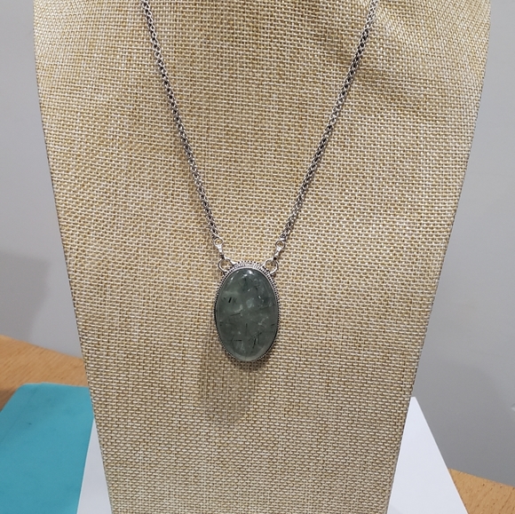 Handmade Unisex Prehnite 925 Silver Pendant Neckla - Picture 13 of 13